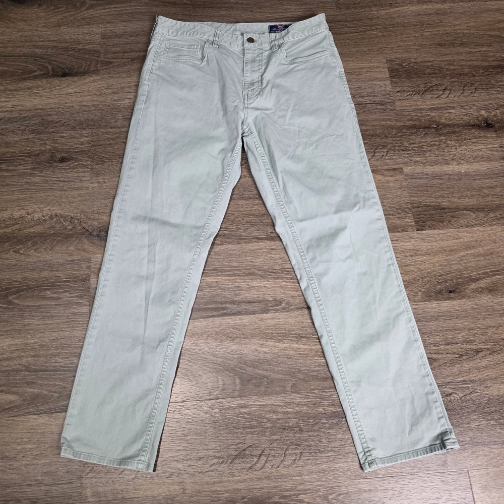 Vineyard Vines 32x30 5-Pocket Pants Mens Sage Green Excellent Stretch Canvas